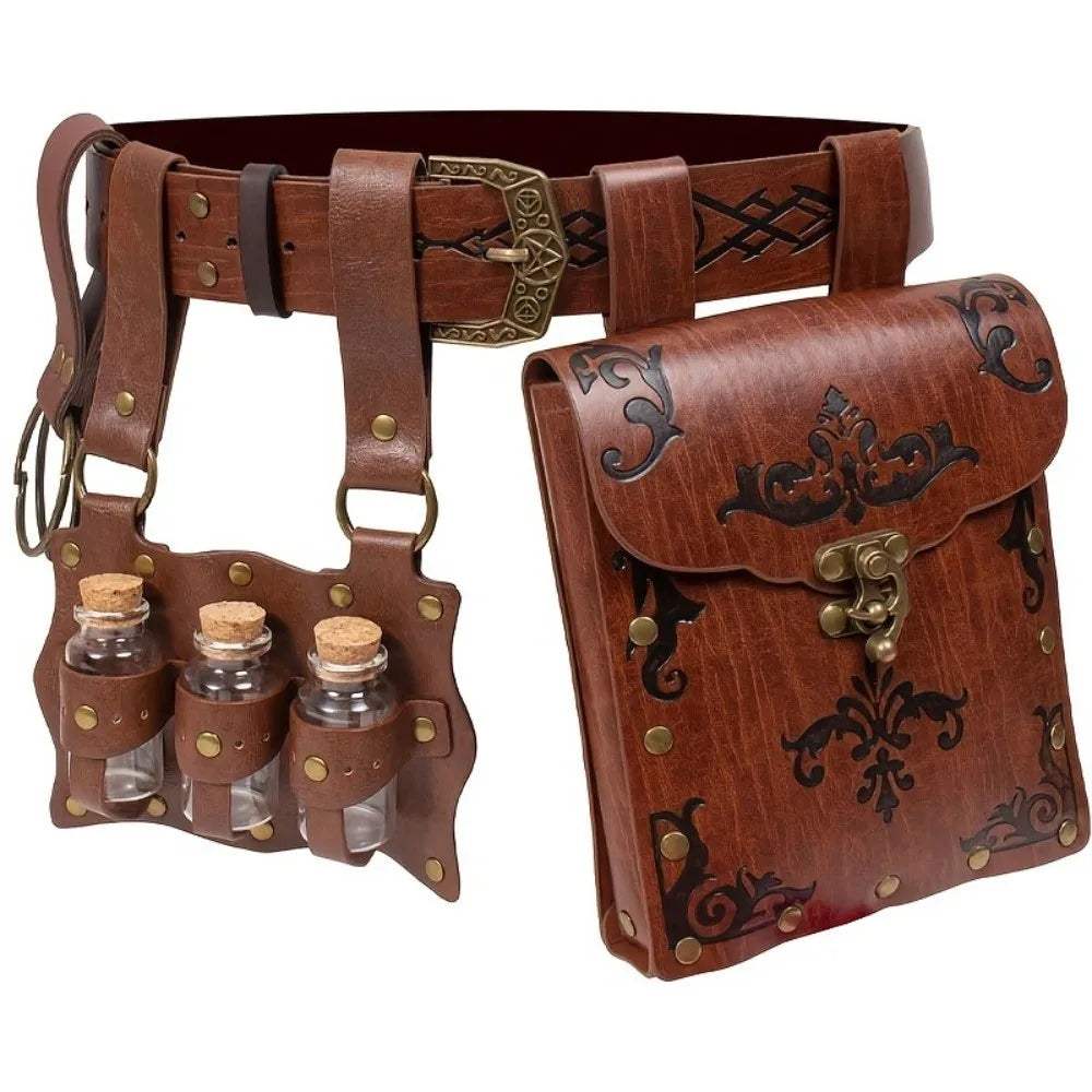 Medieval Wizard Cosplay Set – Potion Bottles & Waistband Cosplay Costume Set PLUSH