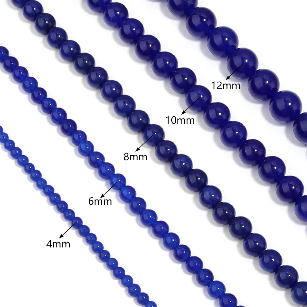 Dark Blue Chalcedony Round Stone Beads 4–12mm | DIY Jewelry Natural Stone Beads PLUSH