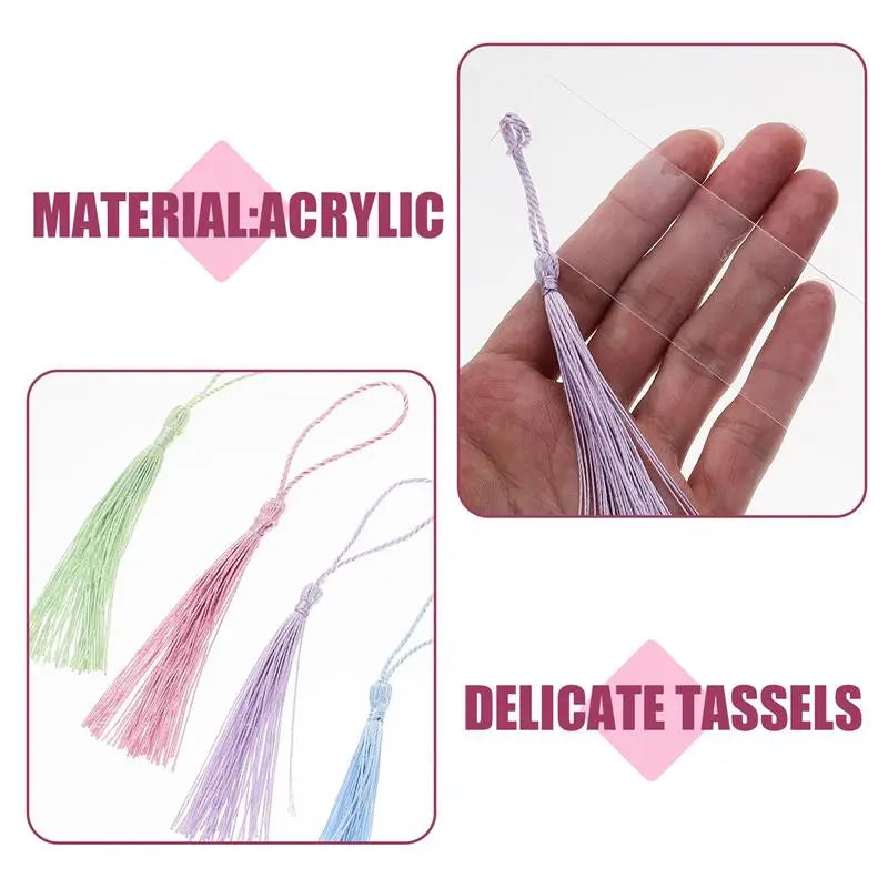 30 Sets Clear Acrylic Bookmarks with Tassels | DIY Craft Acrylic Bookmarks PLUSH