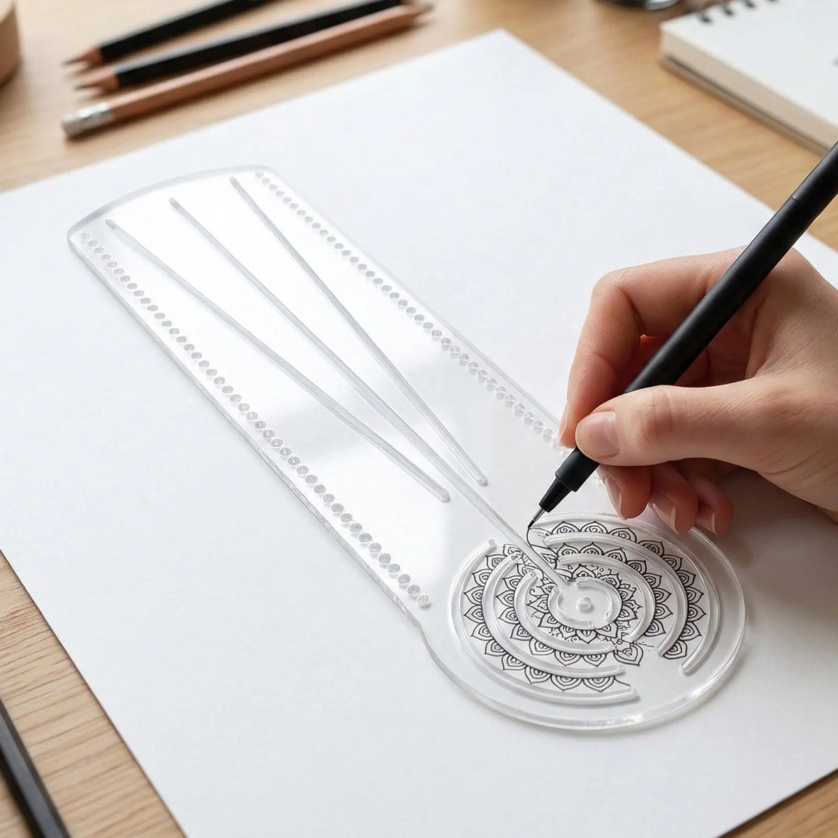 2Pcs Clear Acrylic Mandala Geometry Ruler & Drawing Stencil Acrylic Drawing Stencil PLUSH