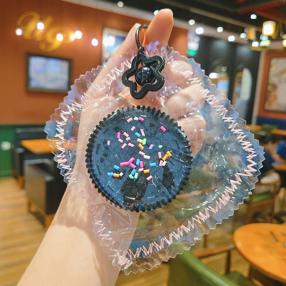 Squishy Biscuit Squeeze Keychain – Soft Slow Rebound Fidget Squishy Fidget Keychain PLUSH Black