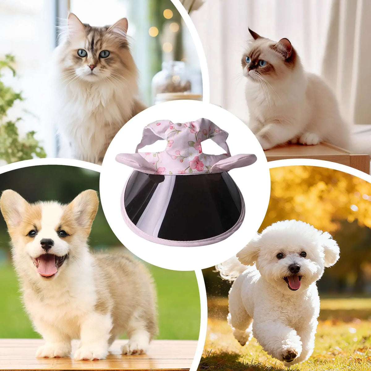 Adjustable Pet Sun Hat for Cats & Dogs – Ear Hole Fisherman Cap Pet Sun Hat PLUSH