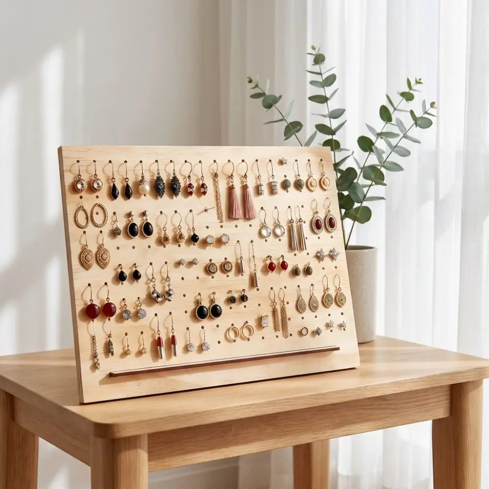 Wood Earring Holder Organizer – Large Capacity Display Stand Earring Display Stand PLUSH