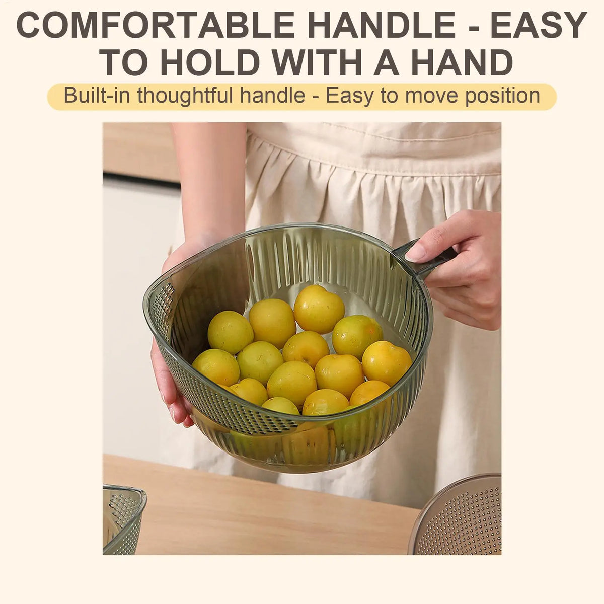 Rice Washing Bowl Colander Strainer Basket – Kitchen Drainer Kitchen Colander Strainer PLUSH