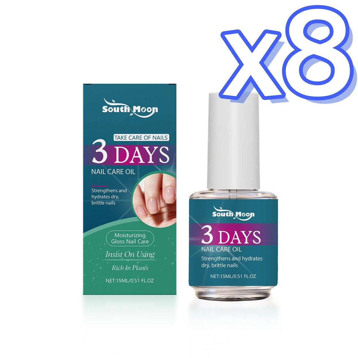 South Moon Plant-Based Nail Care Oil | Strengthener & Cuticle Oil Nail Care Oil PLUSH 15ml boxed x 8