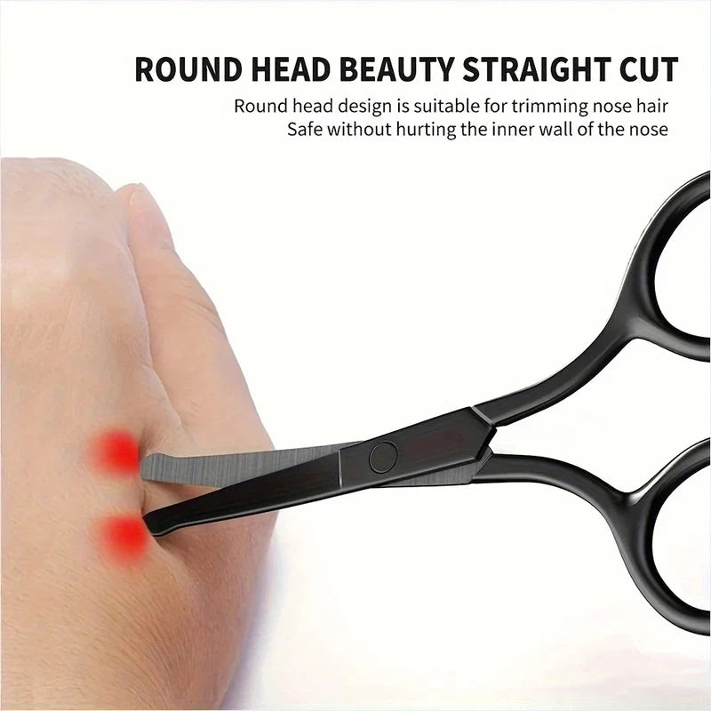 Round Head Safety Nose Hair Scissors – Stainless Steel Grooming Scissors PLUSH