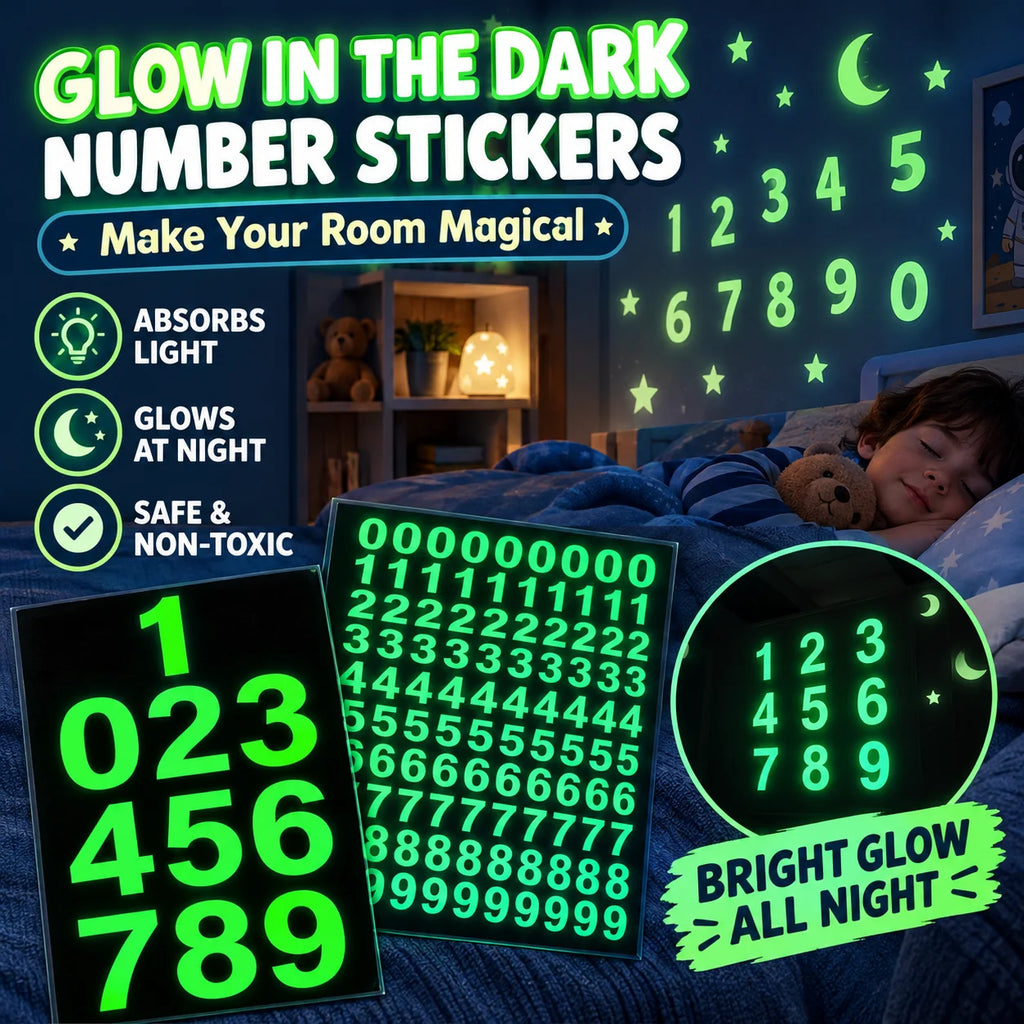 Glow in the Dark Number Wall Stickers – Luminous Decals Wall Decal Stickers PLUSH