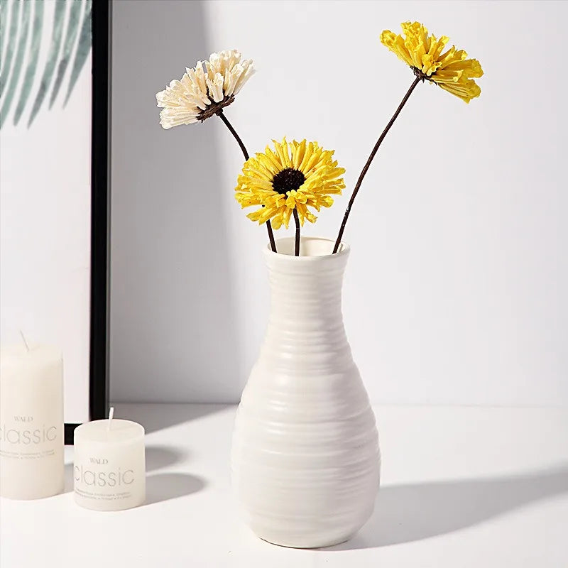 Nordic Plastic Vase – Modern Flower Pot for Home Décor Decorative Vase PLUSH