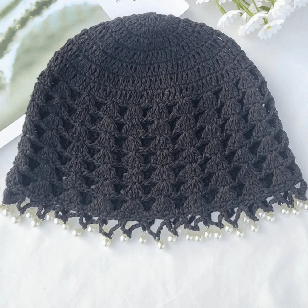 Bohemian Crochet Knitted Hat with Beads & Tassels Crochet Knitted Hat PLUSH