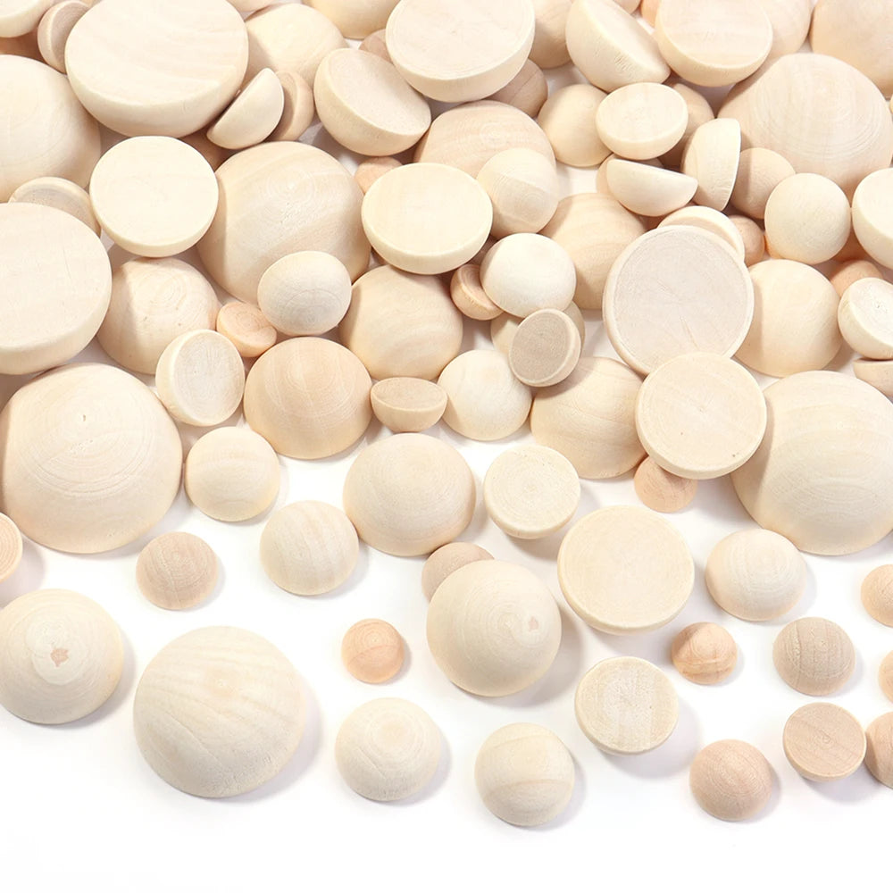 Half Ball Wooden Beads 10–30mm Flatback Cabochon DIY Jewelry Wood Craft Beads PLUSH