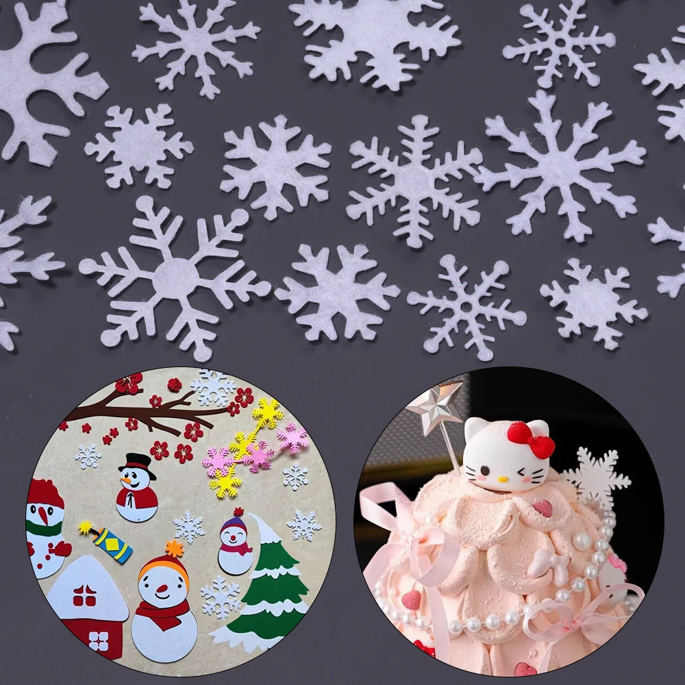 50pcs Felt Snowflake Ornaments – DIY Christmas Craft Decor Felt Craft Ornaments PLUSH