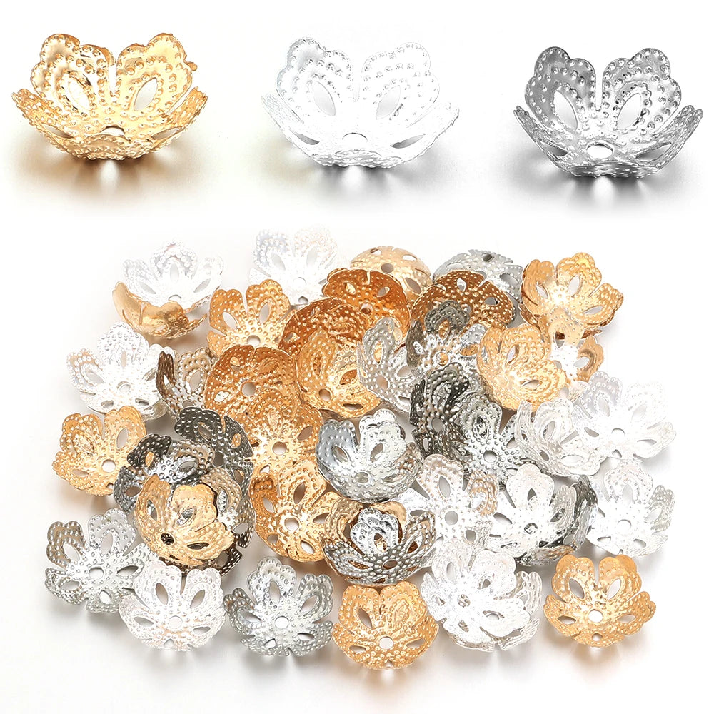 100pcs Metal Flower End Cap Spacer Beads for DIY Jewelry Jewelry Findings PLUSH