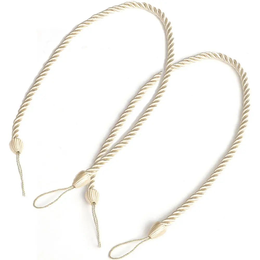 Woven Curtain Tiebacks 2-Pack – Twisted Rope Tie Straps Curtain Tiebacks PLUSH Beige