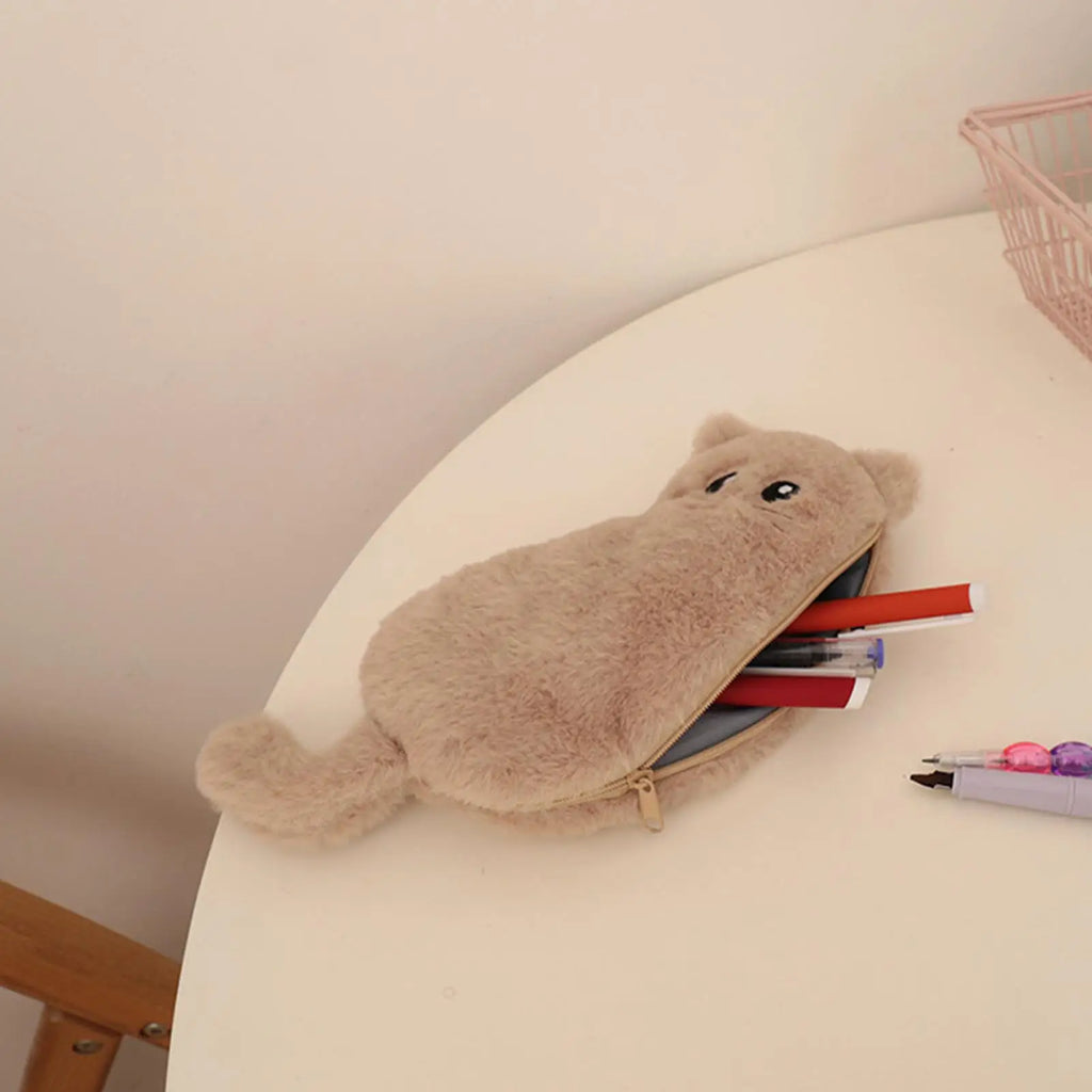 Cartoon Cat Plush Pencil Case – Large Capacity Organizer Plush Pencil Case PLUSH