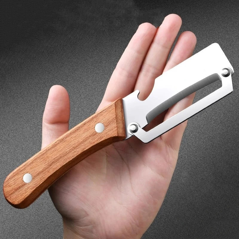 Stainless Steel Peeler & Slicer with Wooden Handle | Kitchen Tool Vegetable Peeler PLUSH