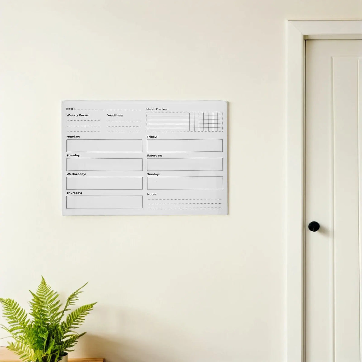 Dry Erase Whiteboard Wall Sticker – Weekly Planner Calendar Whiteboard Wall Sticker PLUSH