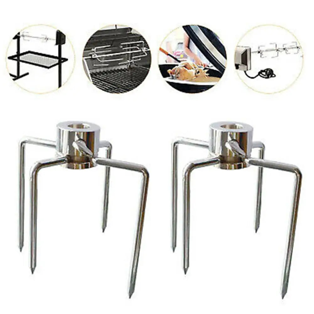 Rotisserie BBQ Grill Fork – Food Grade Chrome Steel Skewer BBQ Rotisserie Fork PLUSH