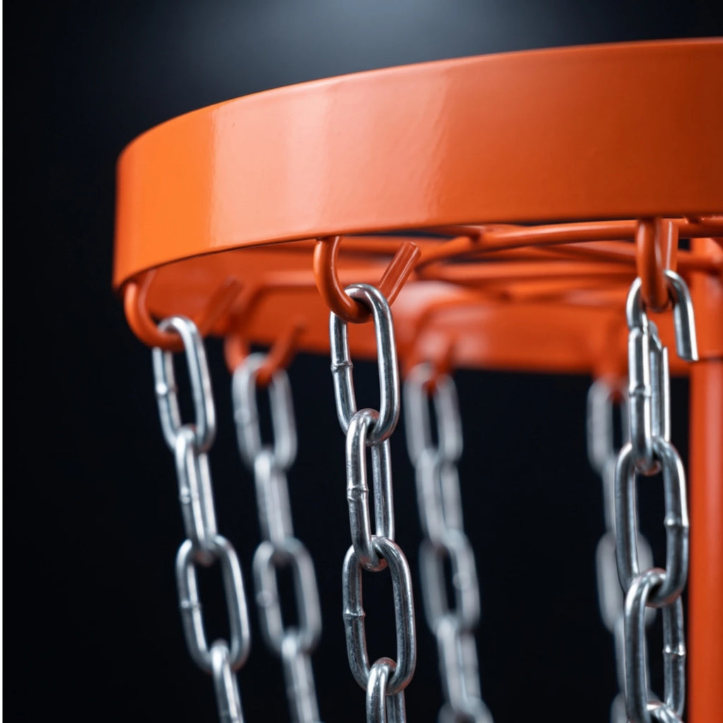 Portable Disc Golf Basket with Chains – Orange Practice Target Disc Golf Basket PLUSH