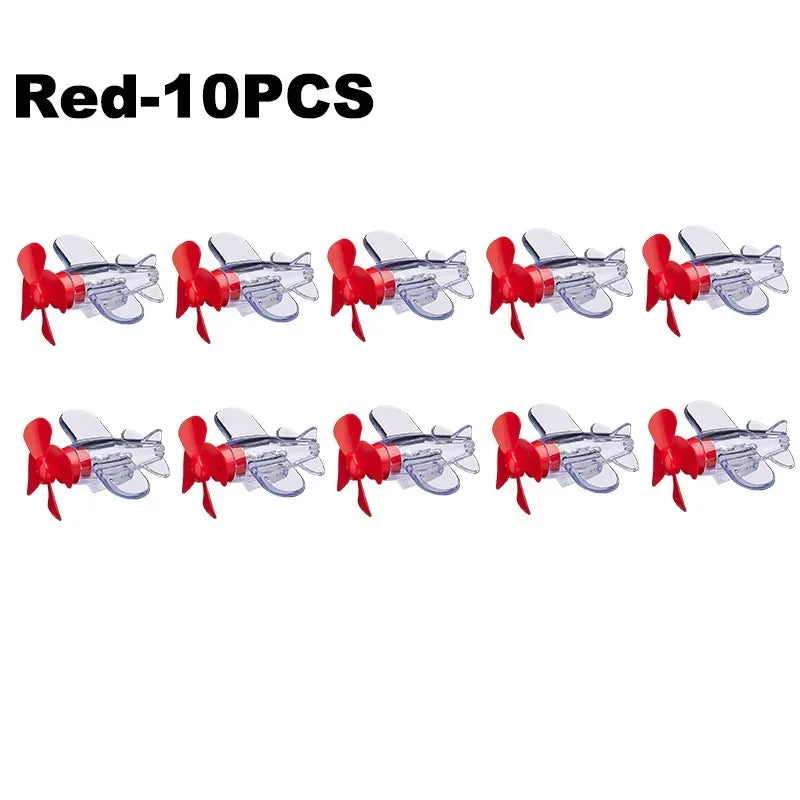 Wind-Powered LED Airplane Bike Handle Decoration & Warning Light Bike Handlebar Light PLUSH Red-10PC