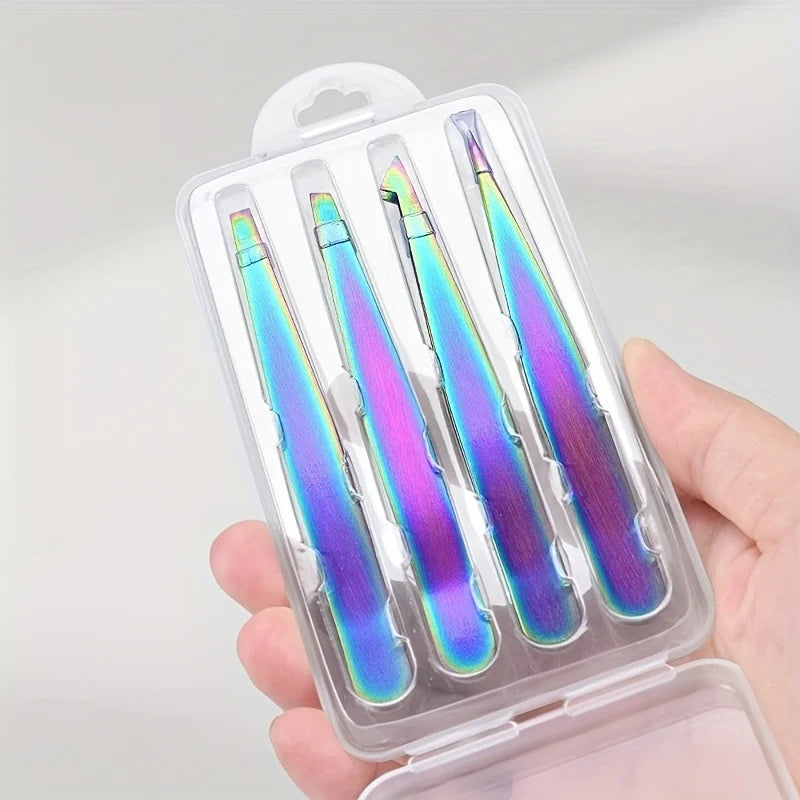 4-Piece Stainless Steel Eyebrow Tweezers Set | Precision Grooming Eyebrow Tweezers Set PLUSH