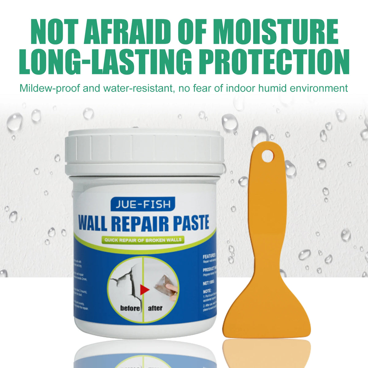 Waterproof Wall Repair Paste & Spatula – No-Mix Quick Dry Wall Repair Paste PLUSH