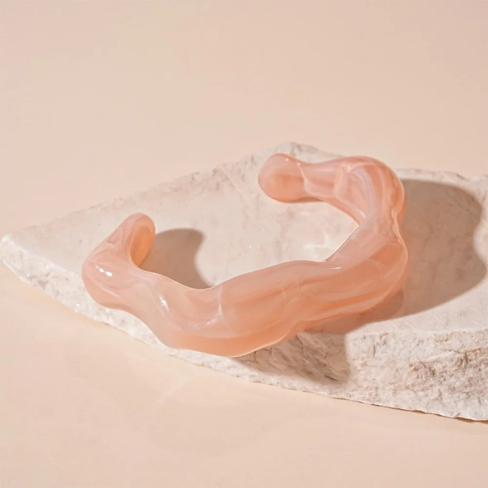 Bohemian Wide Acrylic Bangle – Jelly Color Retro Cuff Bracelet Acrylic Bangle Bracelet PLUSH Style G
