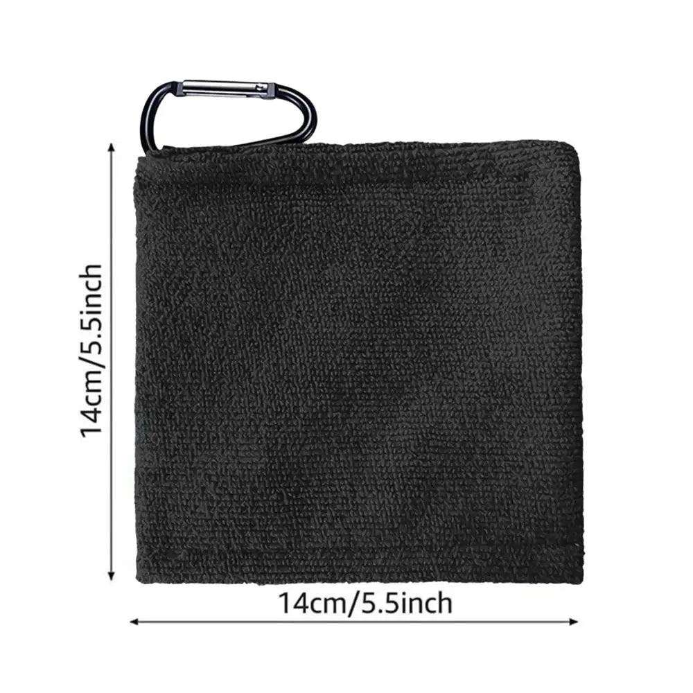 Golf Towel with Carabiner Clip – Microfiber Ball Cleaning Cloth Golf Cleaning Towel PLUSH Black