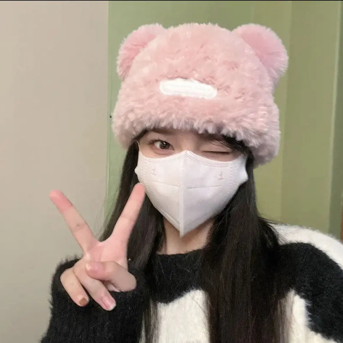 Fluffy Bear Knit Beanie – Chunky Fleece Winter Hat Women Winter Knit Beanie PLUSH