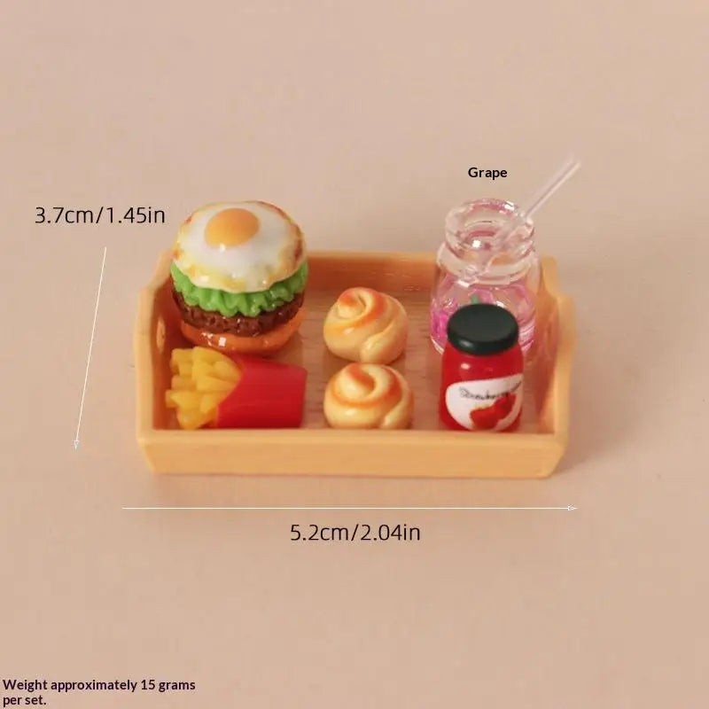 Miniature Fast Food Set 1:12 Scale Dollhouse Resin Props Dollhouse Accessory Set PLUSH A2