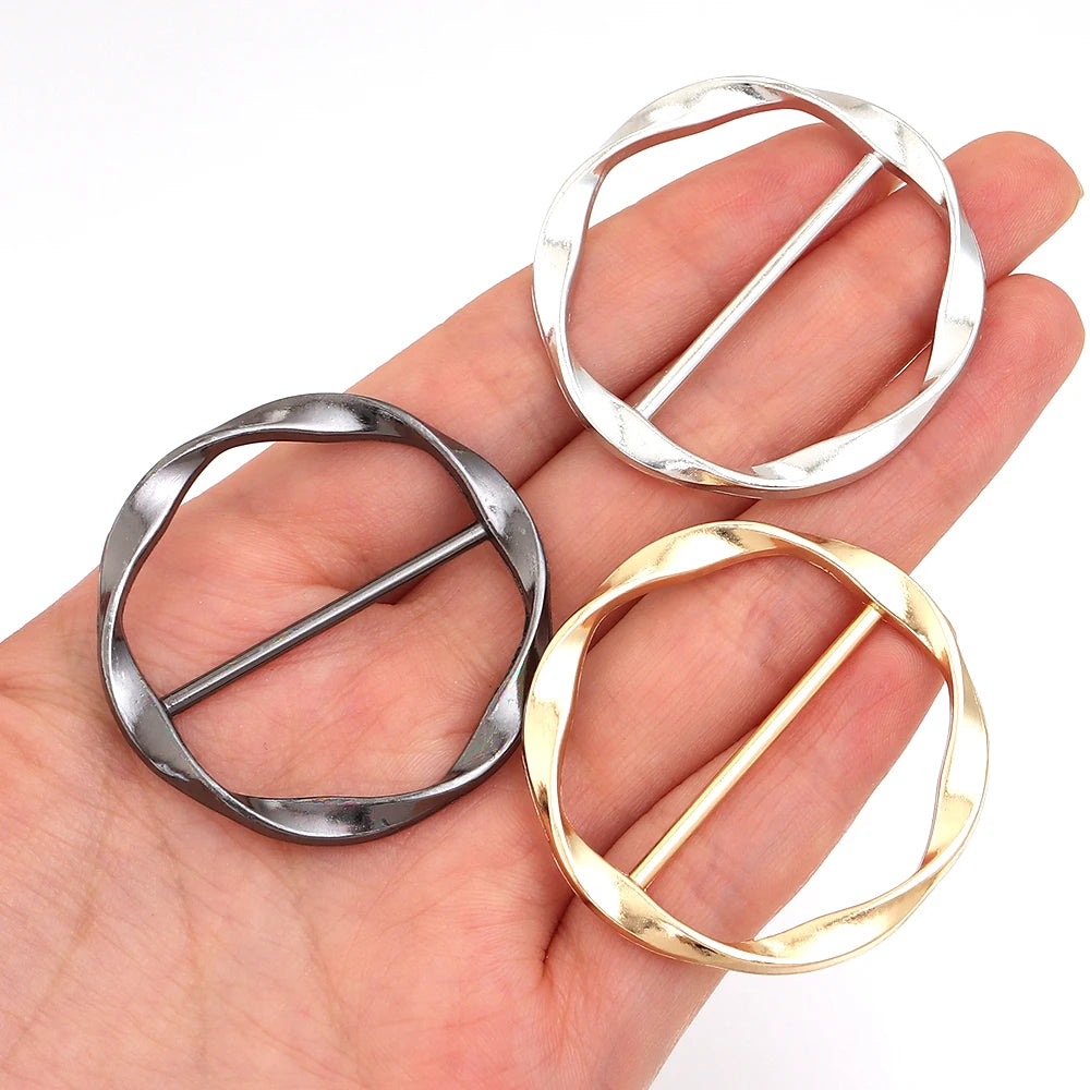 5pcs Alloy Twisted Round Scarf Ring Buckles | Garment Fasteners Garment Ring Buckle PLUSH