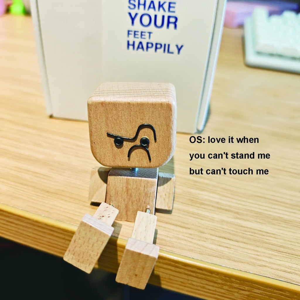 Wooden Shaking Man Figurine – Funny Desktop Sculpture Ornament Wooden Figurine Ornament PLUSH