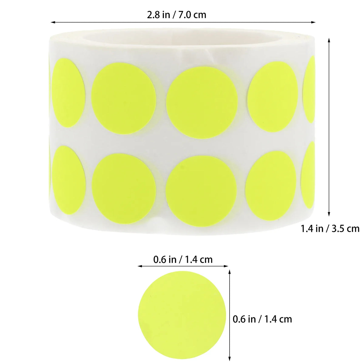 Fluorescent Dot Stickers Roll 1000pcs | Color Coding Labels Craft Dot Stickers PLUSH Yellow