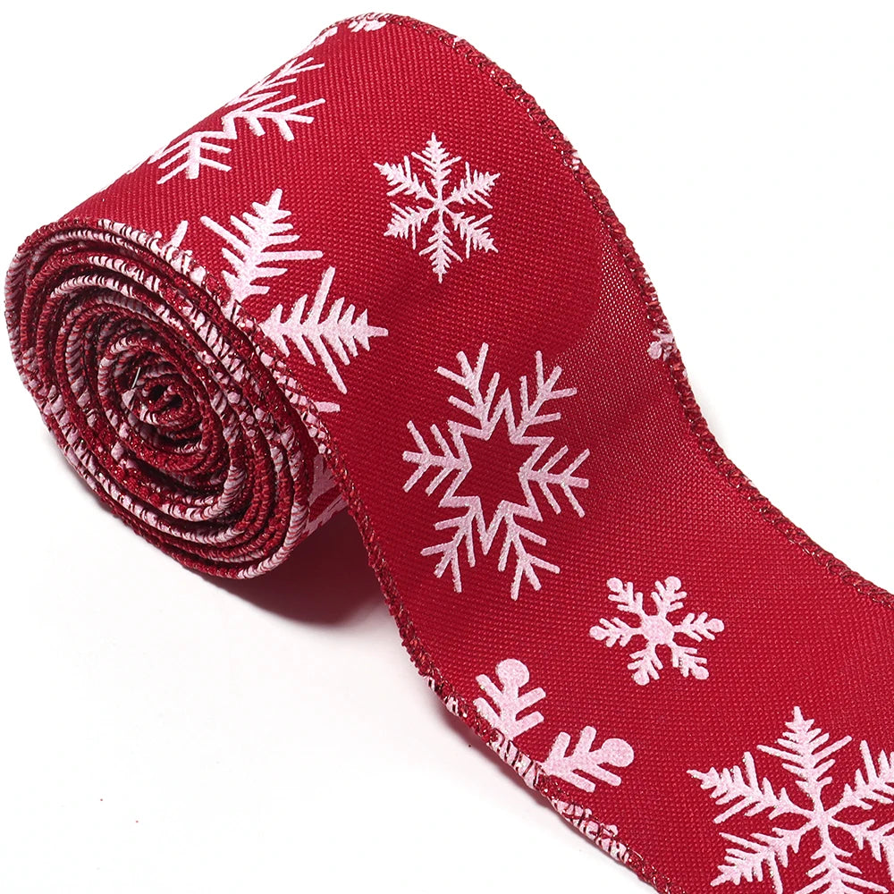 3 Yards Christmas Linen Ribbon 2" – DIY Gift Wrap & Craft Craft Ribbon PLUSH snowflake 3yards