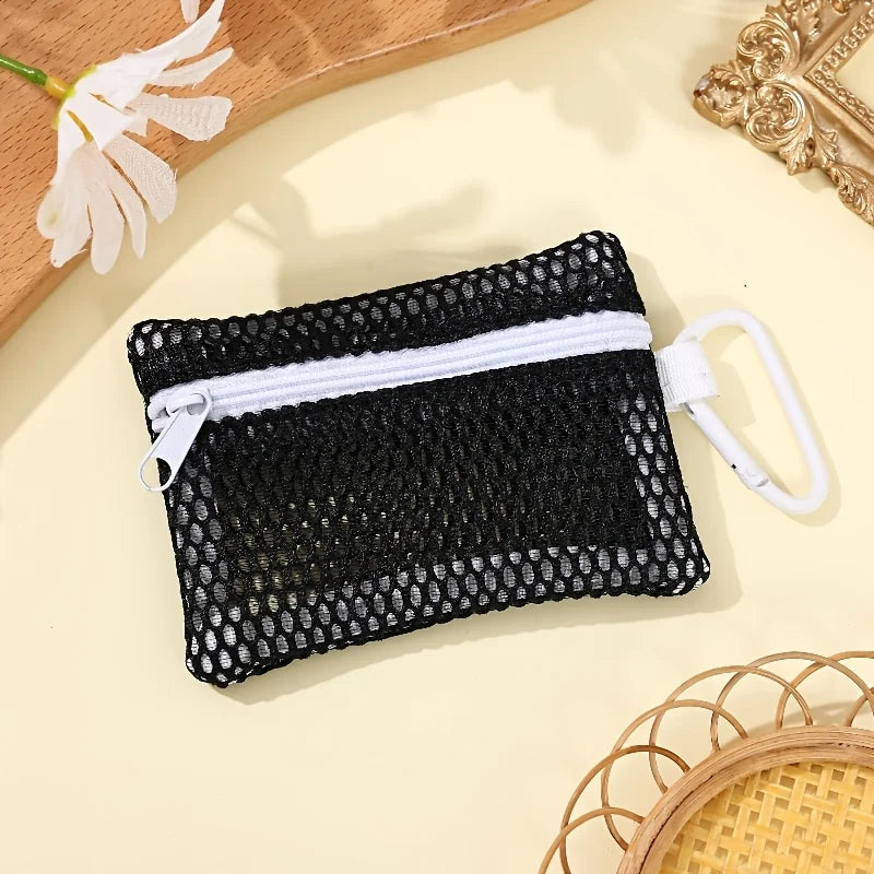 Transparent Mesh Makeup Bag – Flat Square Toiletry Organizer Cosmetic Bag PLUSH black S