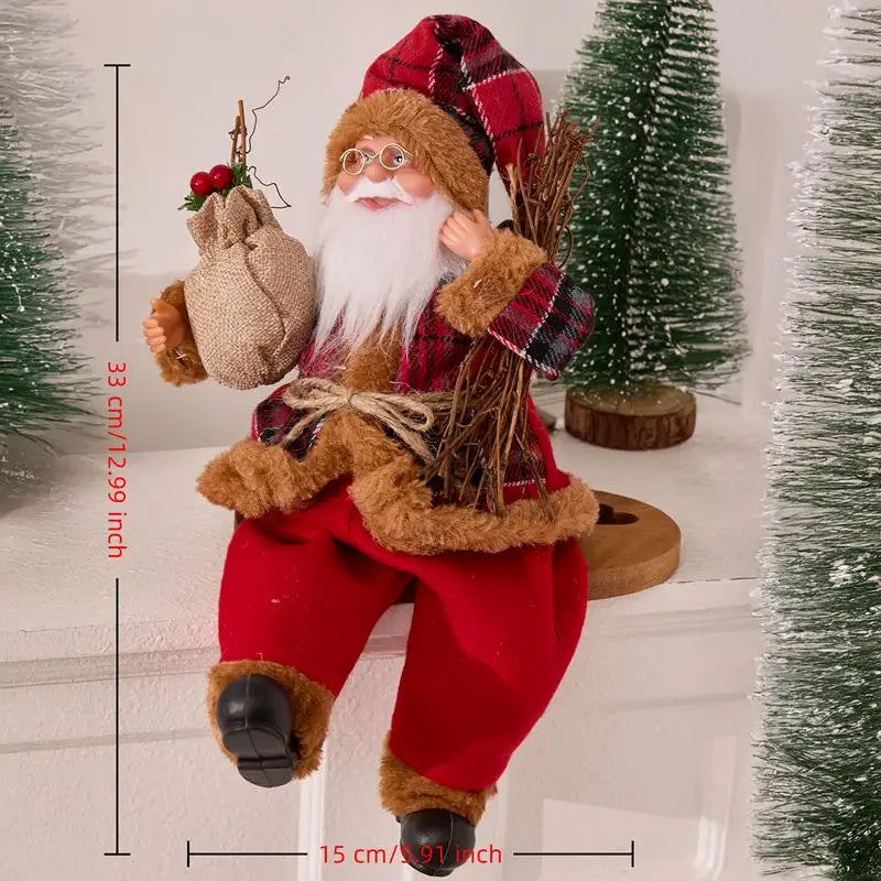 13-Inch Sitting Santa Claus Collectible Doll | Christmas Decor Holiday Collectible Doll PLUSH