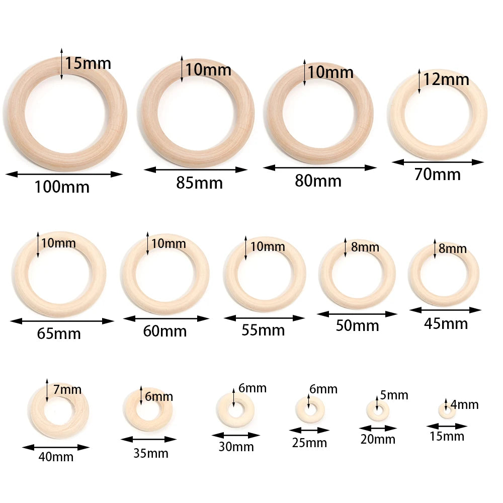 Natural Round Wooden Rings & Hoops for DIY Jewelry Making Wood Jewelry Hoops PLUSH