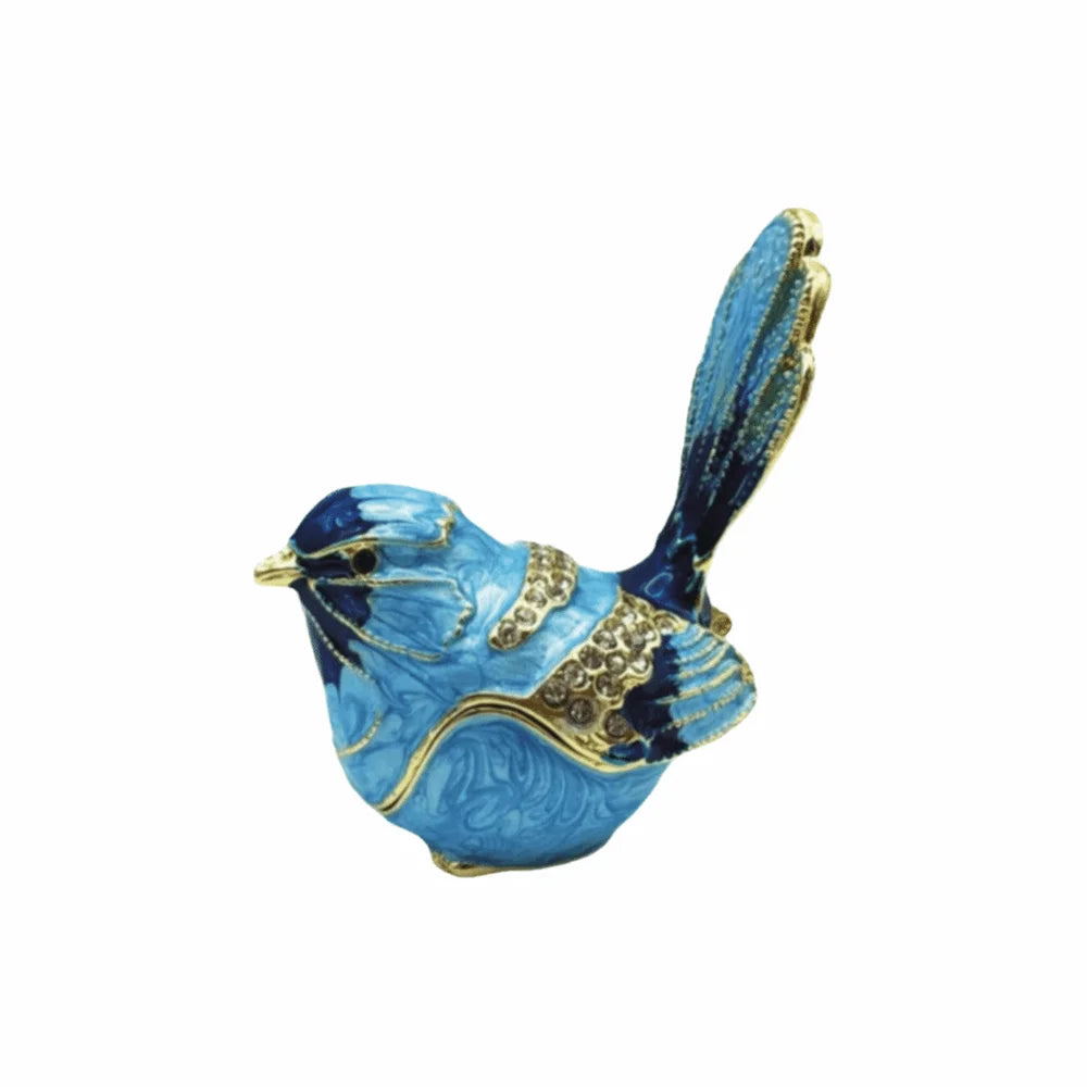 Mini Enamel Bird Trinket Box | Zinc Alloy Animal Figurine Enamel Trinket Box PLUSH