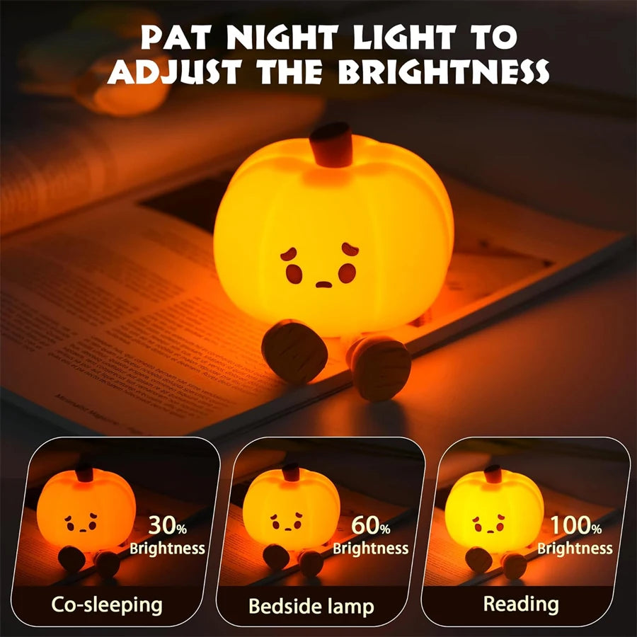 Pumpkin LED Night Light | Jack O Lantern Rechargeable Lamp LED Night Light PLUSH
