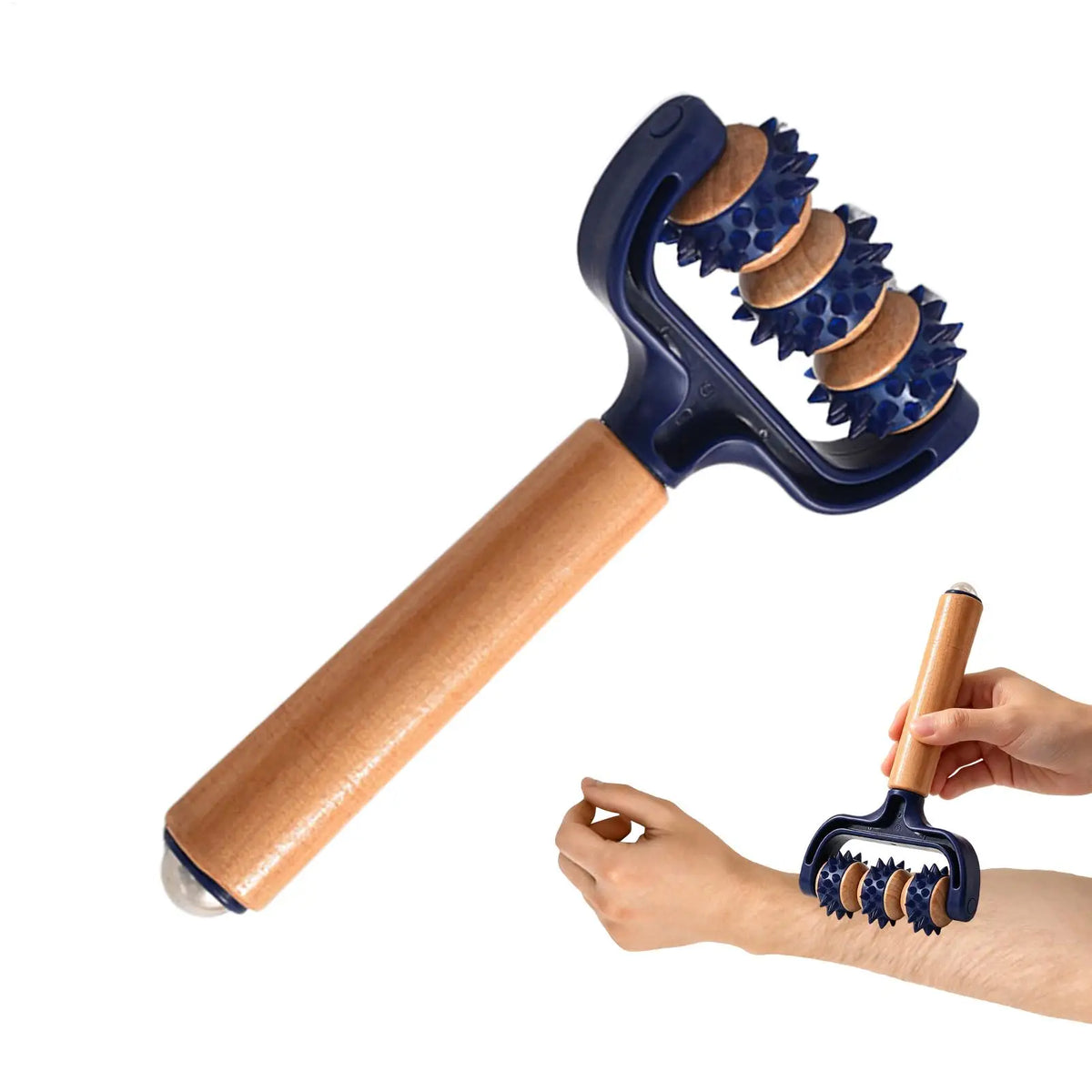 Wooden Handheld Massage Roller – Body, Neck & Legs Handheld Massage Roller PLUSH