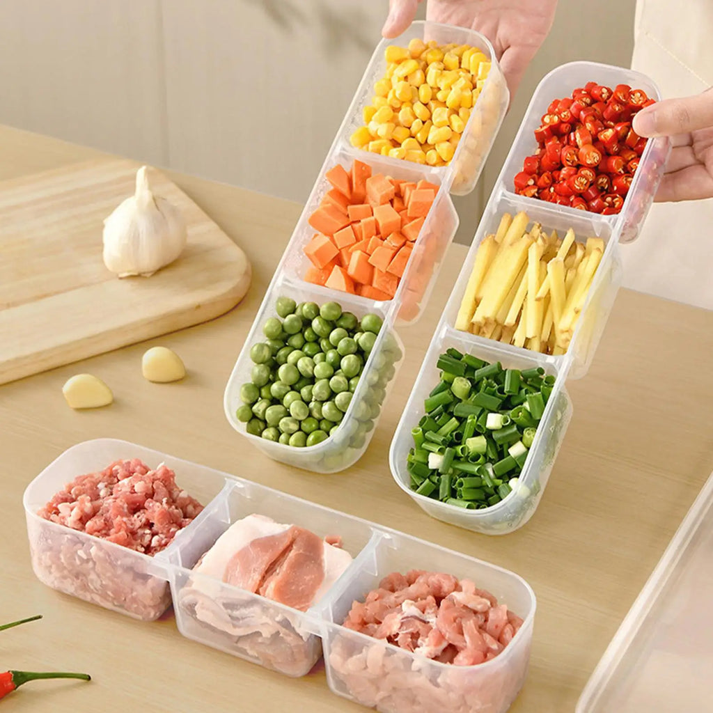 Clear 2/3 Grid Fridge Organizer Box | Stackable Food Storage Food Storage Organizer PLUSH