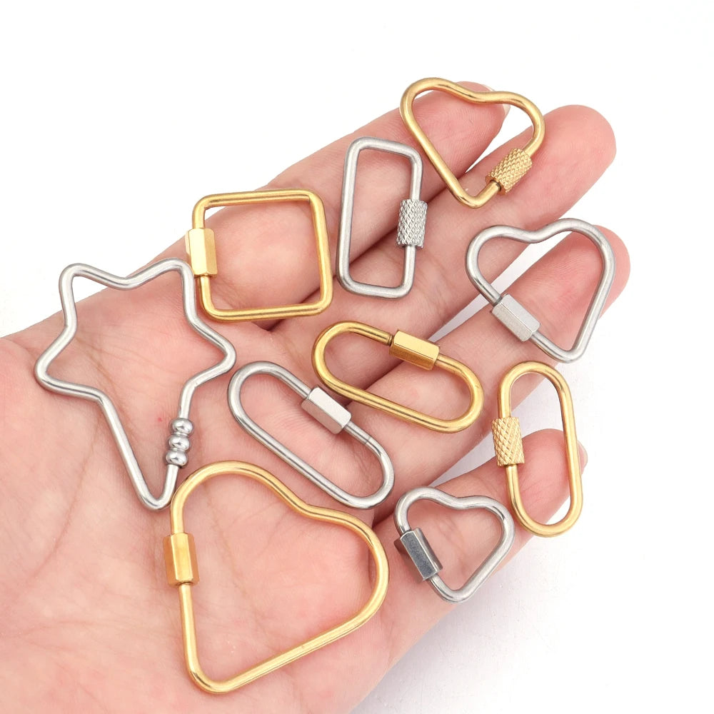 2pcs Stainless Steel Geometric Screw Lock Clasps – DIY Jewelry Jewelry Clasp Connector PLUSH