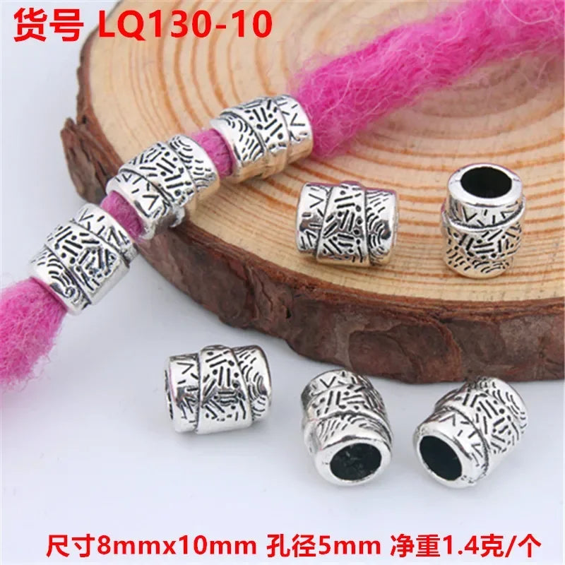 5pcs Viking Dreadlock Hair Braid Beads Cuffs Rings Gold Silver Hair Braid Cuffs PLUSH 5pcs LQ130-10
