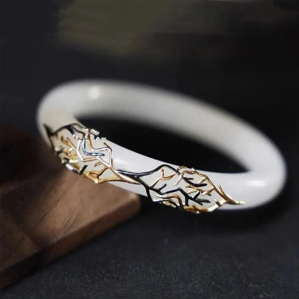 Imitation Hetian Jade Moon Bracelet – Women's Chinese Bangle Women's Jade Bracelet PLUSH