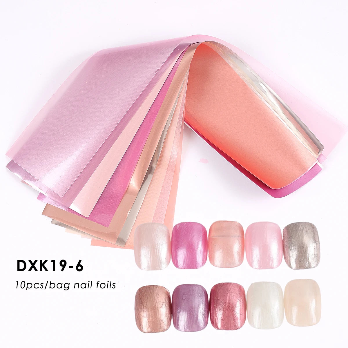Matte Metallic Nail Foil Wraps 10-Pack – Gold Silver Starry Sky Nail Foil Wraps PLUSH DXK19-06