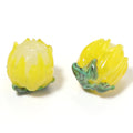 Tulip Lampwork Glass Spacer Beads – Multicolor DIY Jewelry Lampwork Glass Beads PLUSH yellow x 2pcs