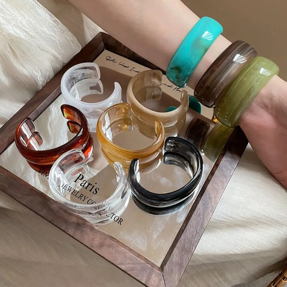 Irregular Acrylic C-Shape Cuff Bangle | Wide Open Wrist Jewelry Acrylic Cuff Bangle PLUSH