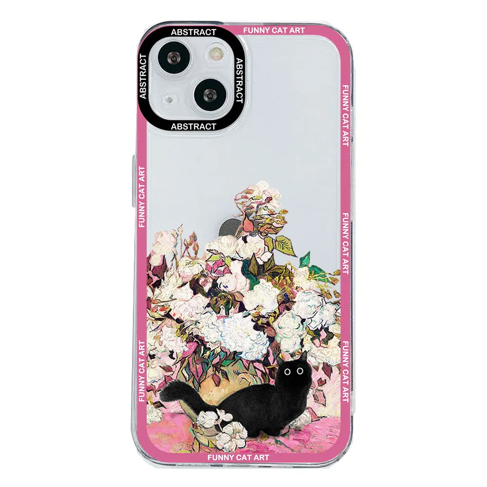 Van Gogh Starry Night Cat Transparent iPhone Case – TPU Cover Phone Case PLUSH Style 9 For iPhone 12ProMax