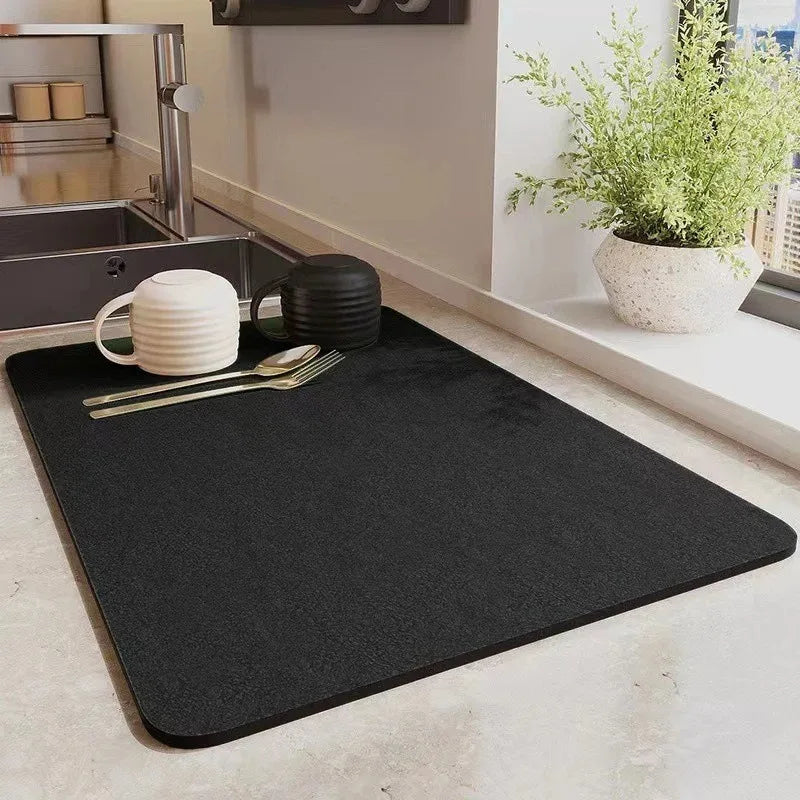 Super Absorbent Diatomite Dish Drying Mat | Non-Slip Kitchen Pad Dish Drying Mat PLUSH