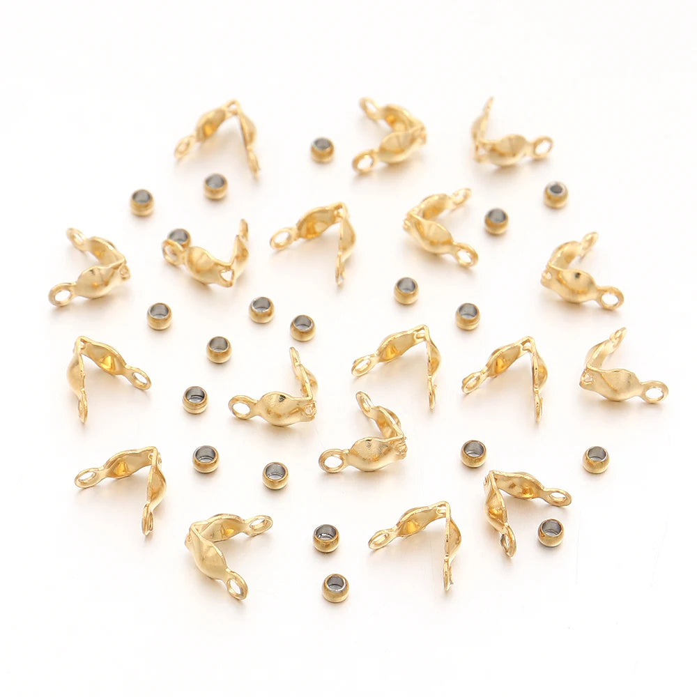 Stainless Steel Jewelry Clasps & Crimp Stopper Beads DIY Set Jewelry Findings Set PLUSH GD 6x3mm