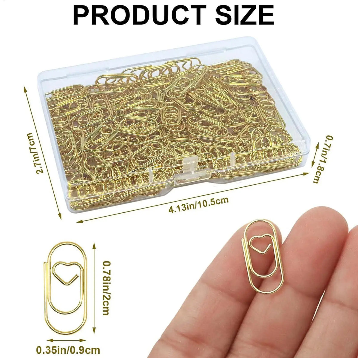 100pcs Gold Heart Paper Clips – Stainless Steel Organizer Clips Decorative Paper Clips PLUSH